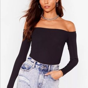Nasty Gal off shoulder long sleeve bodysuit